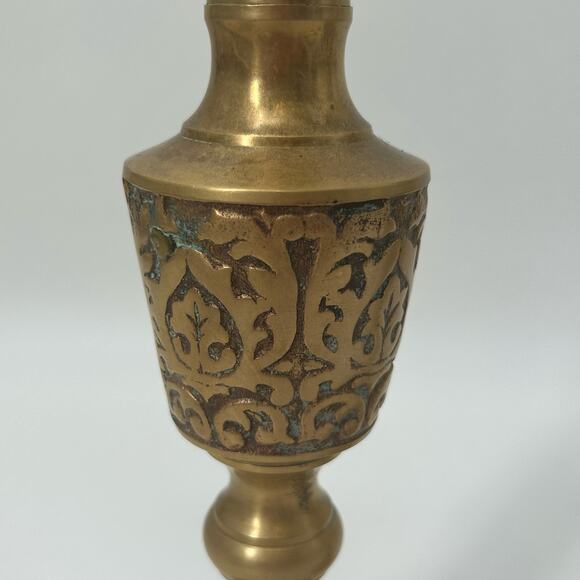 Vintage Pair Large Brass Statement Candlesticks Mid Century Modern Candelabras - Picture 4 of 8